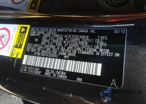 2013 Lexus Rx 350 from USA, damaged, VIN 2T2BK1BA7DC209242